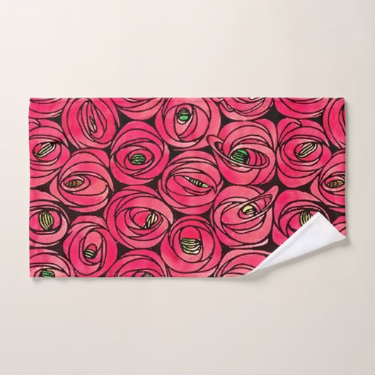 Graphique rose Art Nouveau Rennie Macintosh (Serviette à main)