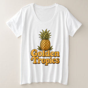 Graphiques Rétro Ananas Tropiques Dorés