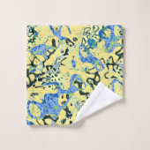 Graphisme bleu jaune noir pointé Abstraction (Gant de toilette)