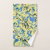 Graphisme bleu jaune noir pointé Abstraction (Serviette à main)