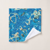 Graphisme bleu orange noir pointé Abstraction (Gant de toilette)
