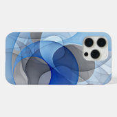 Graphisme d'art fractal abstrait bleu gris moderne (Verso Horizontal)