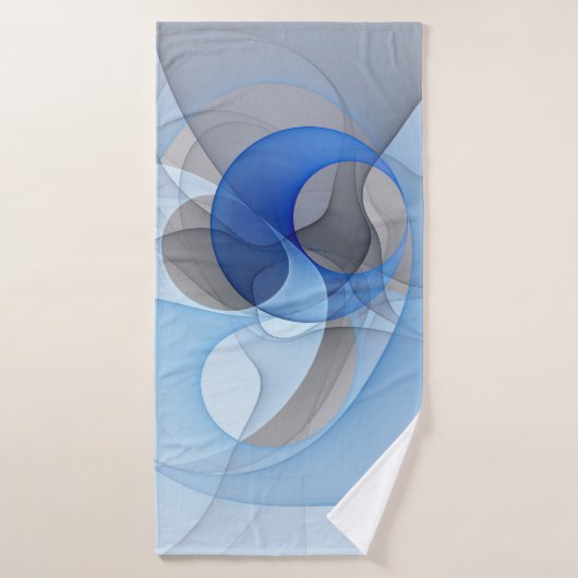 Graphisme d'art fractal abstrait bleu gris moderne (Serviette de bain)