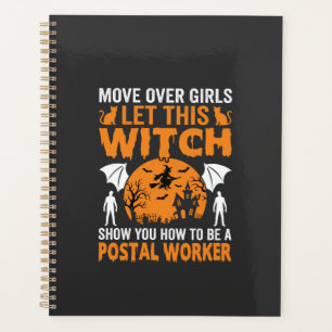 Graphisme de chat de sorcière de travailleur posta