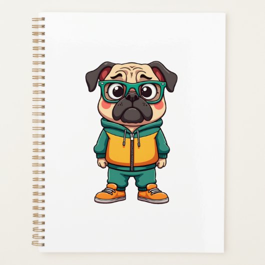 Graphisme de mode urbaine de chien de pug hipster  (Devant)