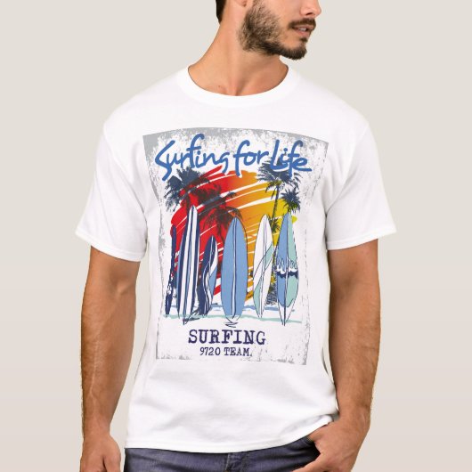 Graphisme de t-shirt de surf d'été pour hommes (Devant)
