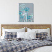 Graphisme moderne fleur bleu gris toile imprimé (Insitu(Chambre))