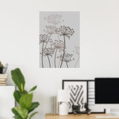 Graphisme moderne fleurs cervil grise impression p (Bureau à domicile)
