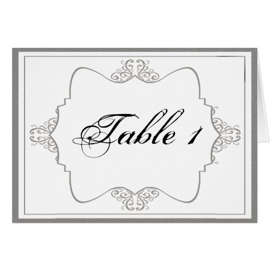 Graphite Gris Filigree Posh Mariage Numéro de tabl (Devant Horizontal)