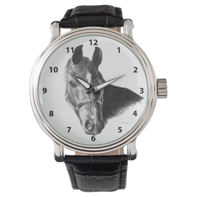 Graphite Horse Head Horloge (Voorkant)