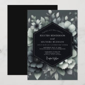 Graphite Shadowy Bloom Wedding Kaart (Voorkant / Achterkant)
