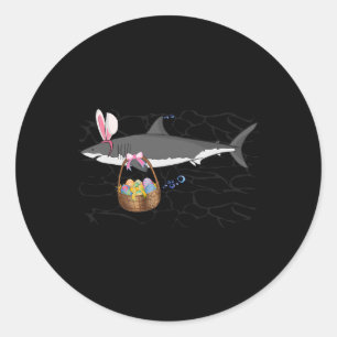 Grapige haai met Pasen-skelet en konijnenoren Pase Ronde Sticker