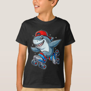 Grapige haai op rolschaatsen Schattige koele skate T-shirt