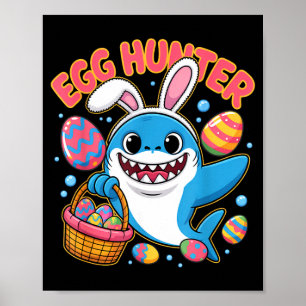Grapige haai paashaas schattig eieren jager poster