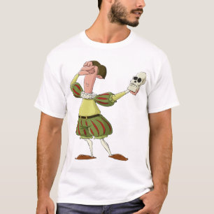 Grapige Hamlet Shakespeare-acteur met schedel T-shirt