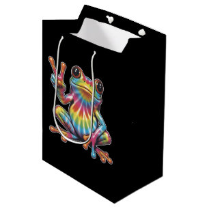 Grapige Kikkerliefhebber Tie-Dye Kikker Vredesteke Medium Cadeauzakje