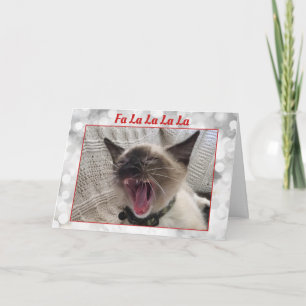 Grapige zingende Siamese kitten foto Kerstmis Feestdagen Kaart