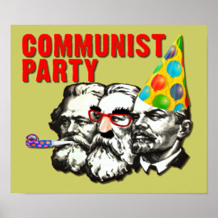 Grapjas-spotprent Communistische Partij bord Poster