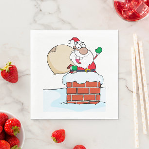 Grapjasante Kerstman in Schoorsteen Servet