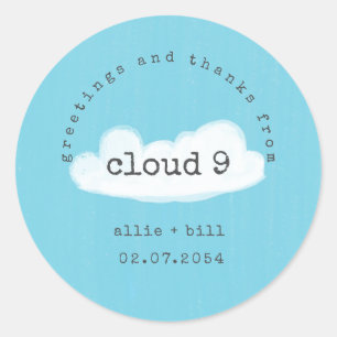 Grapje Cute Cloud 9 Blue White Humoureuje bedankt Ronde Sticker