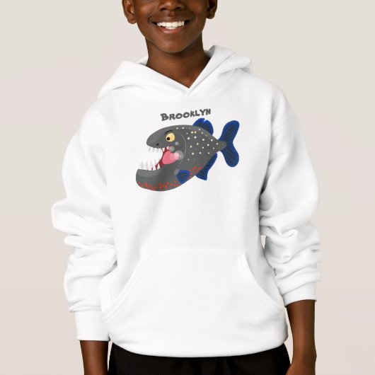 Grapjige piranha cartoon illustratie (Voorkant)