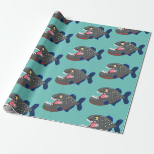 Grapjige piranha cartoon illustratie cadeaupapier