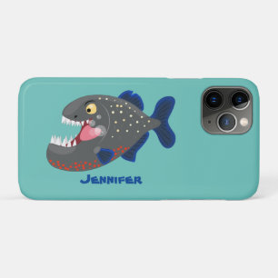 Grapjige piranha cartoon illustratie iPhone 11 pro hoesje