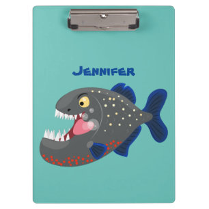 Grapjige piranha cartoon illustratie klembord