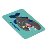 Grapjige piranha cartoon illustratie magneet (Rechterzijde)