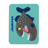 Grapjige piranha cartoon illustratie magneet (Verticaal)