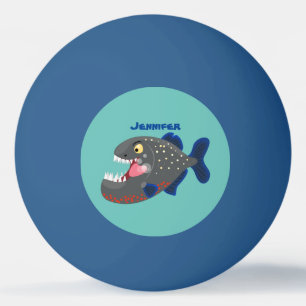 Grapjige piranha cartoon illustratie pingpongballen