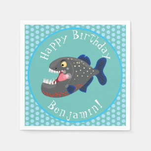 Grapjige piranha cartoon illustratie servet