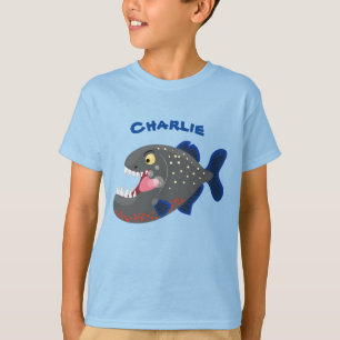 Grapjige piranha cartoon illustratie t-shirt