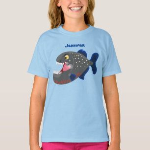 Grapjige piranha cartoon illustratie t-shirt