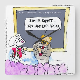 Grapjny Rabbit Grammar Politie Muurklok Vierkante Klok