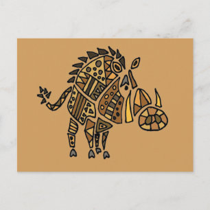 Grapny Artistic Warthog Abstracte Kunst Briefkaart