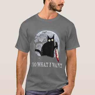 Grapny Black Cat ik doe wat ik wil dat Cat Scary H T-shirt