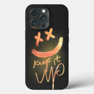 Grapny Cool Gold Keep it Up Typography Smile Emoji iPhone 13 Pro Hoesje