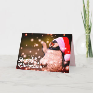 Grapny Happy Santa Penguin & Merry-kerstuniek Kaart