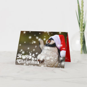 Grapny Happy Santa Penguin & Merry-kerstuniek Kaart
