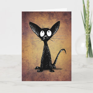 Grapny Little Black Oriental Cat Art Kaart