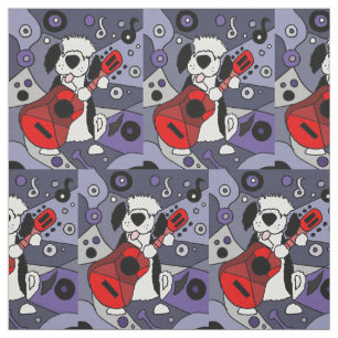 Grapny Old English Sheepdog Plays Guitar Stof
