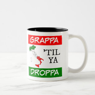 Grappa Til Ya Droppa Italië Vlagkaart Tweekleurige Koffiemok