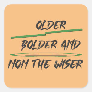 Grappenboodschap over leeftijdsbeelden en woorden vierkante sticker