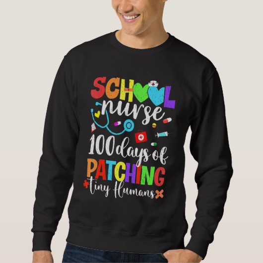 Grappig 100 dagen patching Tiny Humans School Nurs Trui (Voorkant)