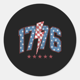 Grappig 1776 4th of July Amerikaanse Vlag Mannen V Ronde Sticker