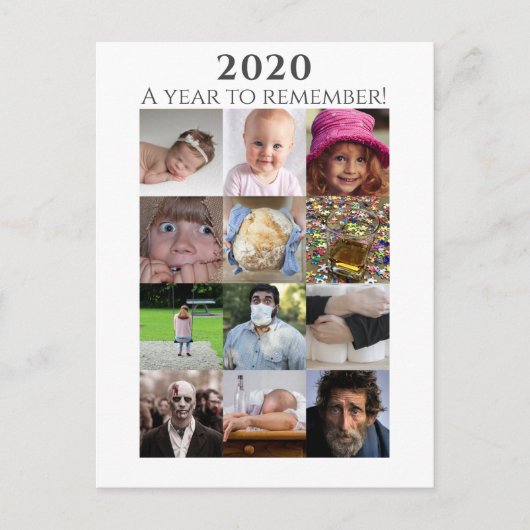 Grappig 2020 Een jaar om fotocollage te onthouden Briefkaart (Voorkant)