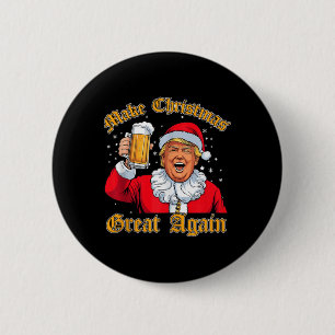 Grappig 2024 Kerst Trump Drink Bier Trump Santa Ronde Button 5,7 Cm