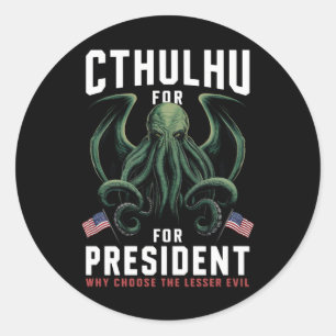 Grappig 2024 Verkiezingen Cthulhu voor President Ronde Sticker