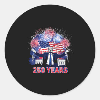 Grappig 250 jaar vrijheid trump vuurwerk ronde sticker